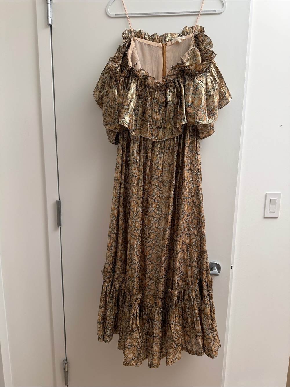 LoveShackFancy Gold Floral Maxi Dress